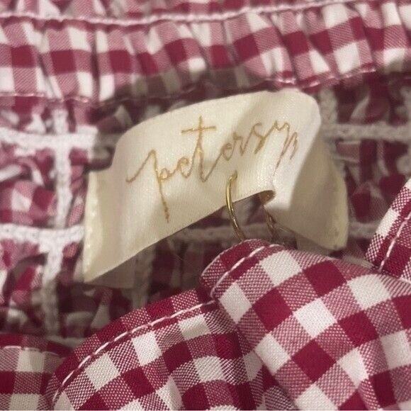 Petersyn Mini Benson Gingham Off-Shoulder Dress XS Red/White NWT - Picture 7 of 15